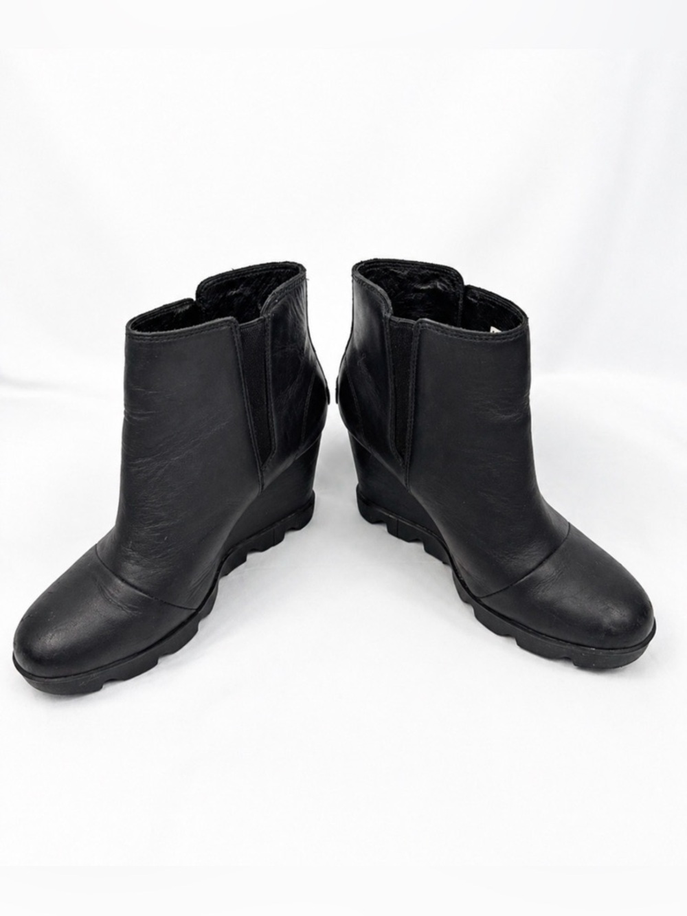 Sorel Black Minimalist Ankle Boots Lug Sole Waterproof Comfort Sz 7.5